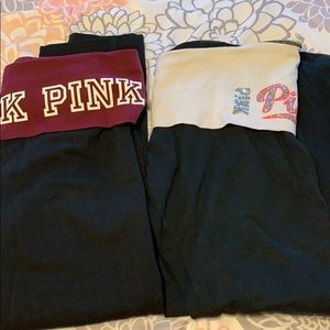 Two pairs of PINK fold over skinny yogas!